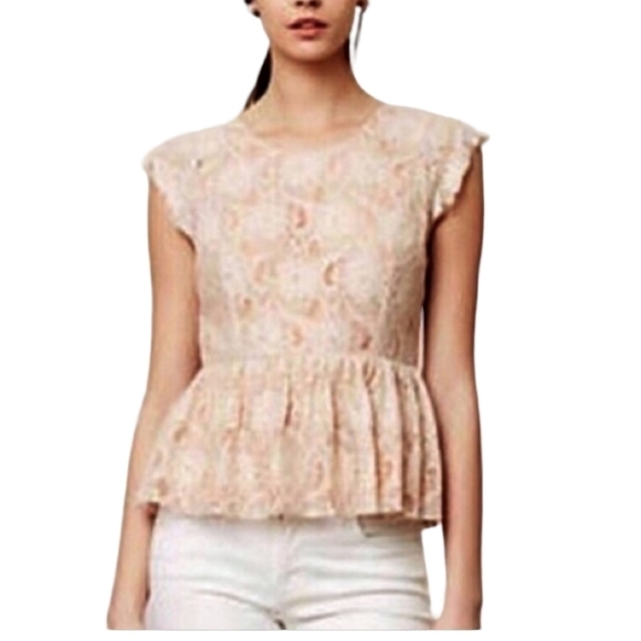 Maeve Anthropologie katrine peplum lace top - Picture 1 of 10